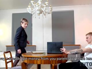Tutor4k. Milf Wearing Official Suit starts Younger juvenile Go Crazy About Fucking